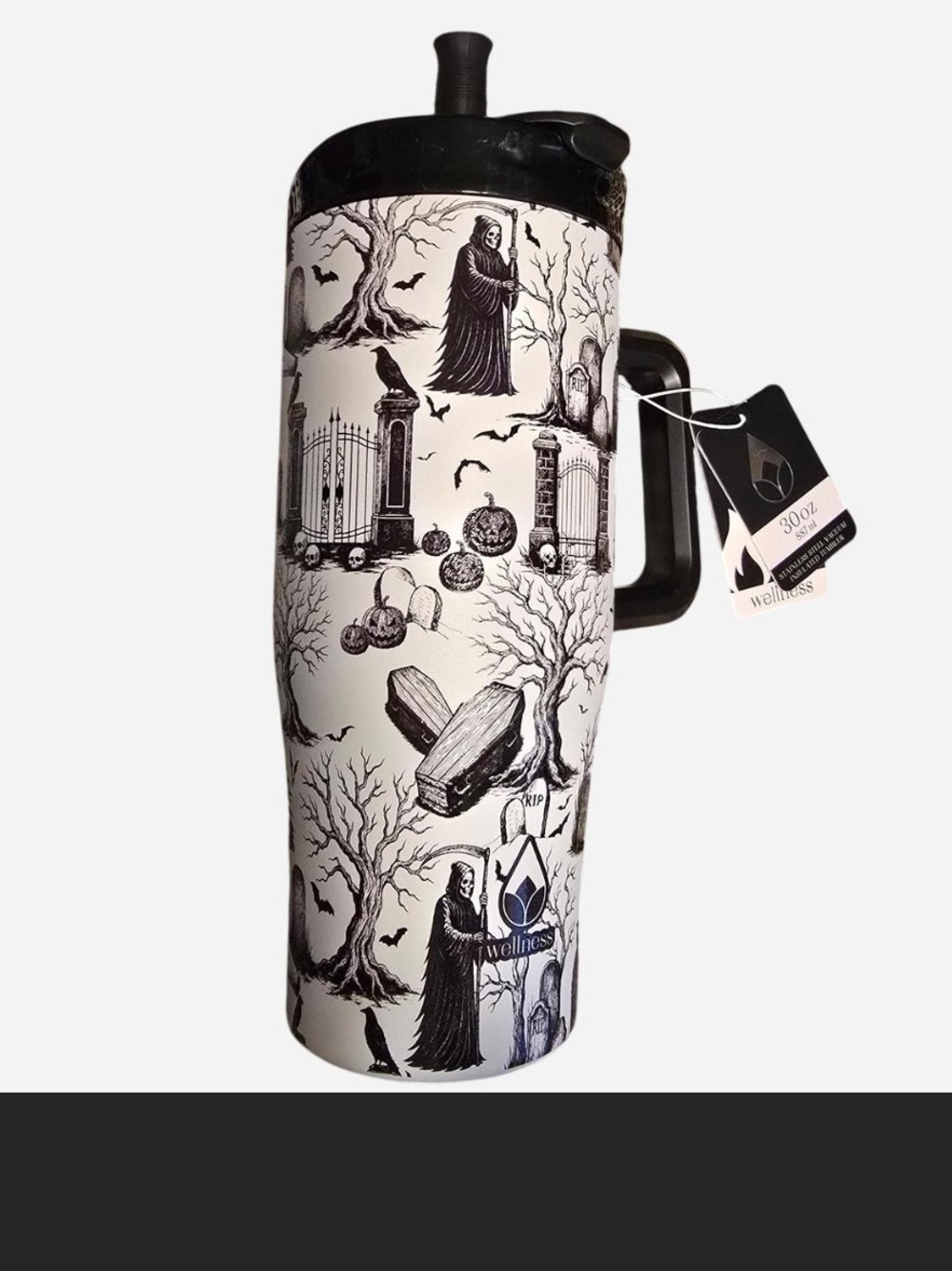 Black & White Halloween Travel Mug 30oz